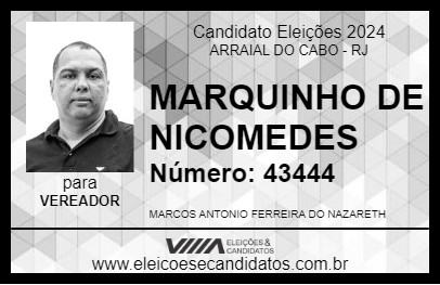 Candidato MARQUINHO DE NICOMEDES 2024 - ARRAIAL DO CABO - Eleições