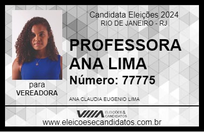 Candidato PROFESSORA ANA LIMA 2024 - RIO DE JANEIRO - Eleições