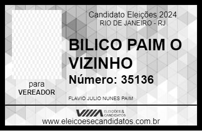 Candidato BILICO PAIM O VIZINHO 2024 - RIO DE JANEIRO - Eleições