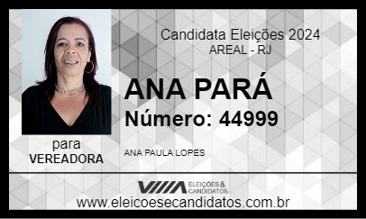 Candidato ANA PARÁ 2024 - AREAL - Eleições