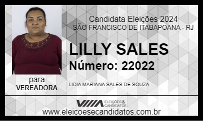 Candidato LILLY SALES 2024 - SÃO FRANCISCO DE ITABAPOANA - Eleições