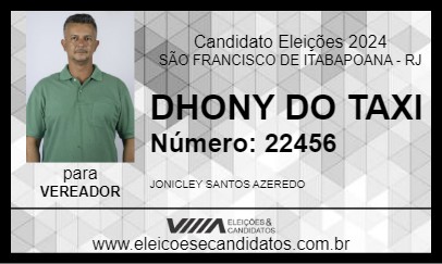 Candidato DHONY DO TAXI 2024 - SÃO FRANCISCO DE ITABAPOANA - Eleições