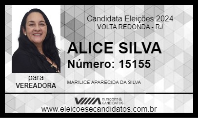 Candidato ALICE SILVA 2024 - VOLTA REDONDA - Eleições