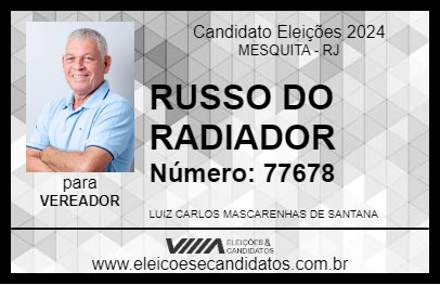 Candidato RUSSO DO RADIADOR 2024 - MESQUITA - Eleições