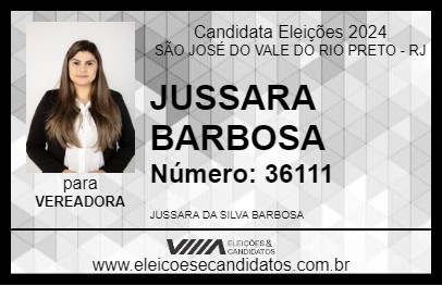 Candidato JUSSARA BARBOSA 2024 - SÃO JOSÉ DO VALE DO RIO PRETO - Eleições