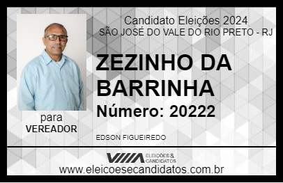 Candidato ZEZINHO DA BARRINHA 2024 - SÃO JOSÉ DO VALE DO RIO PRETO - Eleições