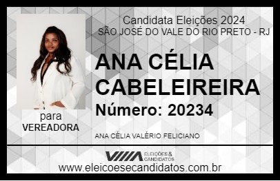 Candidato ANA CÉLIA CABELEIREIRA 2024 - SÃO JOSÉ DO VALE DO RIO PRETO - Eleições