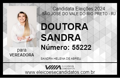 Candidato DOUTORA SANDRA 2024 - SÃO JOSÉ DO VALE DO RIO PRETO - Eleições