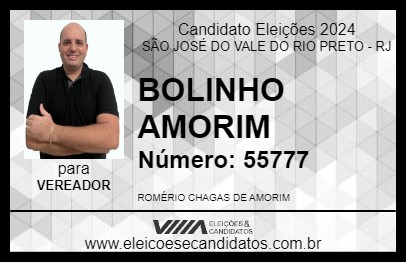 Candidato BOLINHO AMORIM 2024 - SÃO JOSÉ DO VALE DO RIO PRETO - Eleições