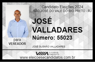 Candidato JOSÉ VALLADARES 2024 - SÃO JOSÉ DO VALE DO RIO PRETO - Eleições