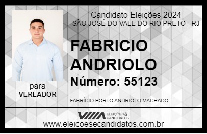 Candidato FABRICIO ANDRIOLO 2024 - SÃO JOSÉ DO VALE DO RIO PRETO - Eleições