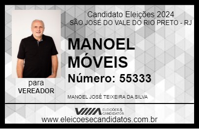 Candidato MANOEL MÓVEIS 2024 - SÃO JOSÉ DO VALE DO RIO PRETO - Eleições