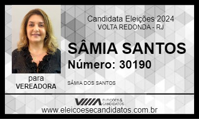 Candidato SÂMIA SANTOS 2024 - VOLTA REDONDA - Eleições