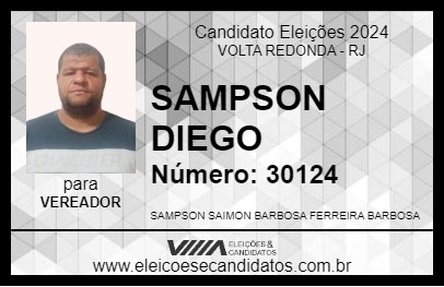 Candidato SAMPSON DIEGO 2024 - VOLTA REDONDA - Eleições