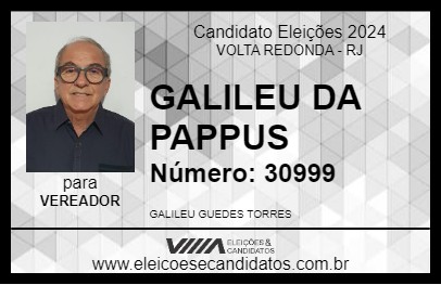 Candidato GALILEU DA PAPPUS 2024 - VOLTA REDONDA - Eleições