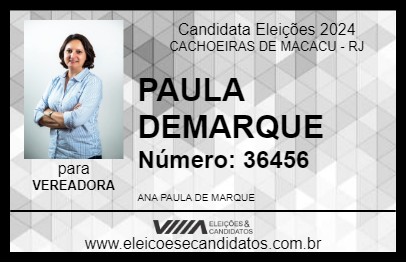 Candidato PAULA DEMARQUE 2024 - CACHOEIRAS DE MACACU - Eleições