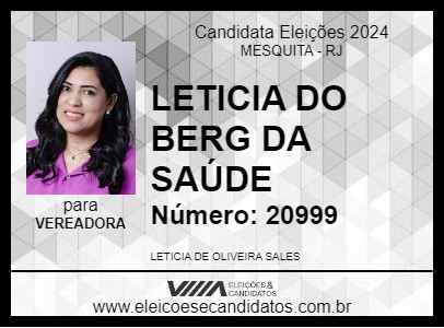 Candidato LETICIA DO BERG DA SAÚDE 2024 - MESQUITA - Eleições