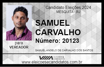 Candidato SAMUEL CARVALHO 2024 - MESQUITA - Eleições