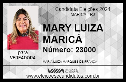 Candidato MARY LUIZA MARICÁ 2024 - MARICÁ - Eleições