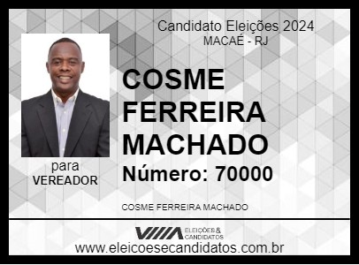 Candidato COSME FERREIRA MACHADO 2024 - MACAÉ - Eleições