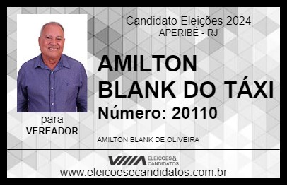 Candidato AMILTON BLANK DO TÁXI 2024 - APERIBÉ - Eleições