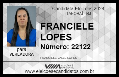 Candidato FRANCIELE LOPES 2024 - ITABORAÍ - Eleições