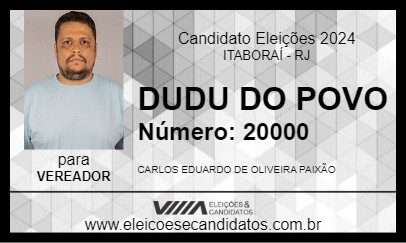 Candidato DUDU DO POVO 2024 - ITABORAÍ - Eleições