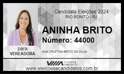 Candidato ANINHA BRITO 2024 - RIO BONITO - Eleições