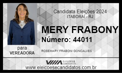 Candidato MERY FRABONY 2024 - ITABORAÍ - Eleições