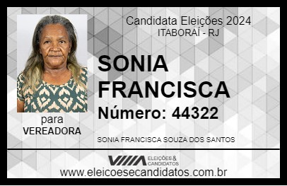 Candidato SONIA FRANCISCA 2024 - ITABORAÍ - Eleições