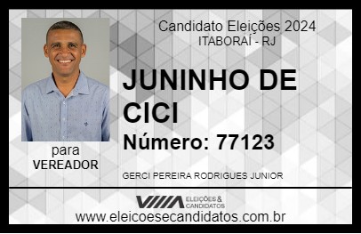 Candidato JUNINHO DE CICI 2024 - ITABORAÍ - Eleições