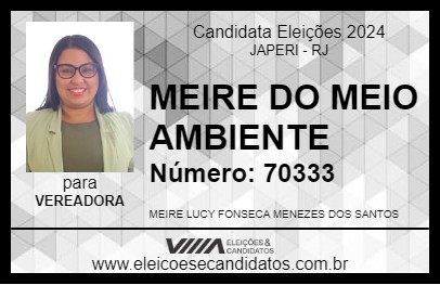 Candidato MEIRE DO MEIO AMBIENTE 2024 - JAPERI - Eleições