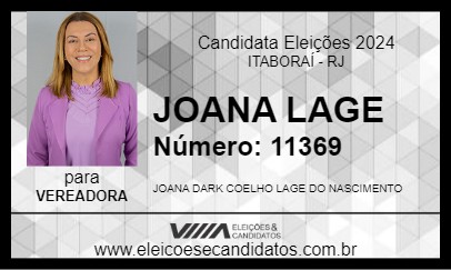 Candidato JOANA LAGE 2024 - ITABORAÍ - Eleições