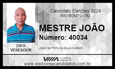 Candidato MESTRE JOÃO 2024 - RIO BONITO - Eleições