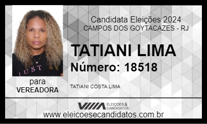 Candidato TATIANI LIMA 2024 - CAMPOS DOS GOYTACAZES - Eleições