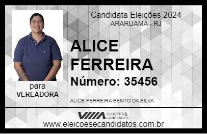 Candidato ALICE FERREIRA 2024 - ARARUAMA - Eleições