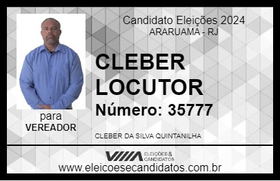 Candidato CLEBER LOCUTOR 2024 - ARARUAMA - Eleições