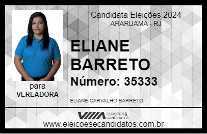 Candidato ELIANE BARRETO 2024 - ARARUAMA - Eleições