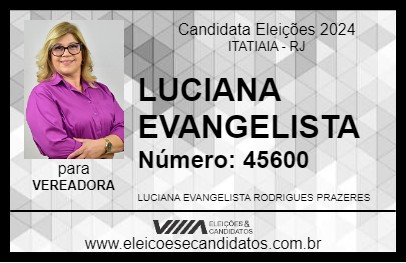 Candidato LUCIANA EVANGELISTA 2024 - ITATIAIA - Eleições