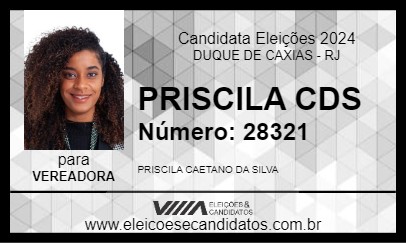 Candidato PRISCILA CDS 2024 - DUQUE DE CAXIAS - Eleições