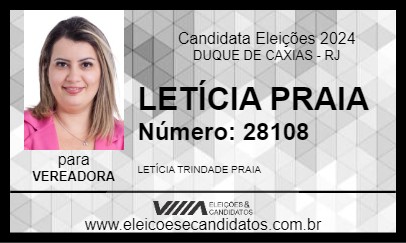 Candidato LETÍCIA PRAIA 2024 - DUQUE DE CAXIAS - Eleições