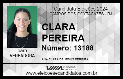 Candidato CLARA PEREIRA 2024 - CAMPOS DOS GOYTACAZES - Eleições