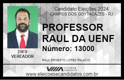 Candidato PROFESSOR RAUL DA UENF 2024 - CAMPOS DOS GOYTACAZES - Eleições