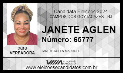 Candidato JANETE AGLEN 2024 - CAMPOS DOS GOYTACAZES - Eleições