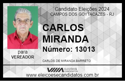 Candidato CARLOS MIRANDA 2024 - CAMPOS DOS GOYTACAZES - Eleições