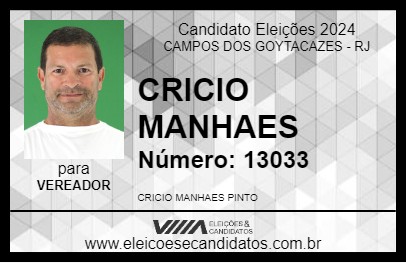 Candidato CRICIO MANHAES 2024 - CAMPOS DOS GOYTACAZES - Eleições