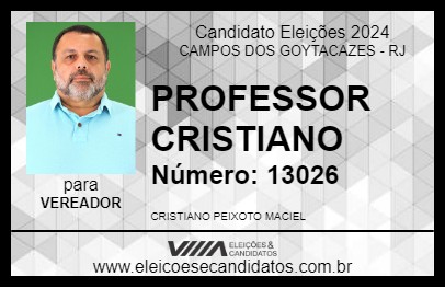 Candidato PROFESSOR CRISTIANO 2024 - CAMPOS DOS GOYTACAZES - Eleições