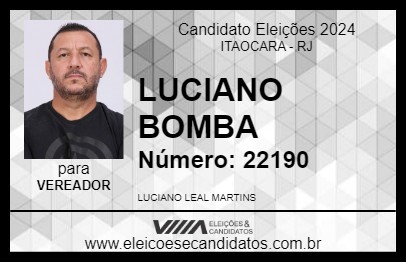 Candidato LUCIANO BOMBA 2024 - ITAOCARA - Eleições