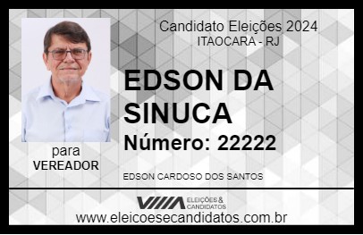 Candidato EDSON DA SINUCA 2024 - ITAOCARA - Eleições