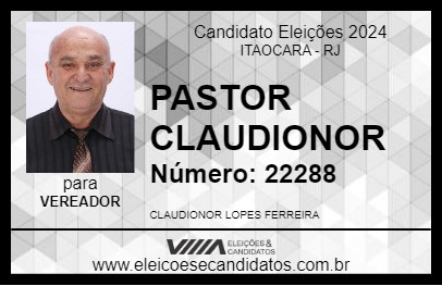 Candidato PASTOR CLAUDIONOR 2024 - ITAOCARA - Eleições